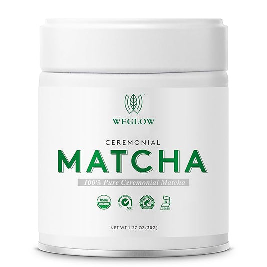 WEGLOW Organic Ceremonial Grade Matcha Powder - First Harvest Ceremonial Grade Matcha Green Tea Powder KOSHER & SGS Certified(30g/1.06oz)