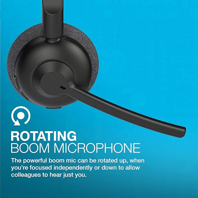 JLab Go Work Pop On-Ear Wireless Headset, Black, 50+ Hours Playtime, Bluetooth Multipoint, Rotating Boom Mic, Noise Canceling MEMS Microphone, Light-Weight, Portable, PC/Mac| Mobile (1 Pack)