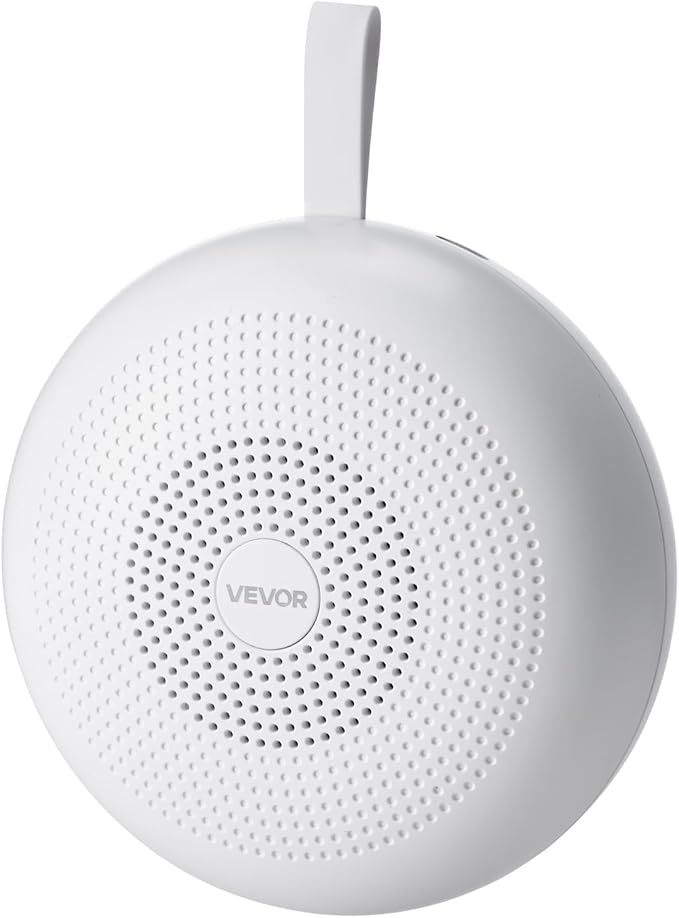 VEVOR Sound Machine, 30 Soothing Sleep Sounds, 3-in-1 Portable and Hangable White Noise Sound Machine with Auto-Off Timer, Soft Ring Light and Memory Function, for Baby, Adults, Home, Office & Travel