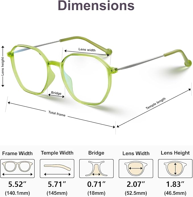 VISOONE Lightweight TR90 Blue Light Blocking Glasses Frame with Anti Glare Eye Protection for Women and Men RANE