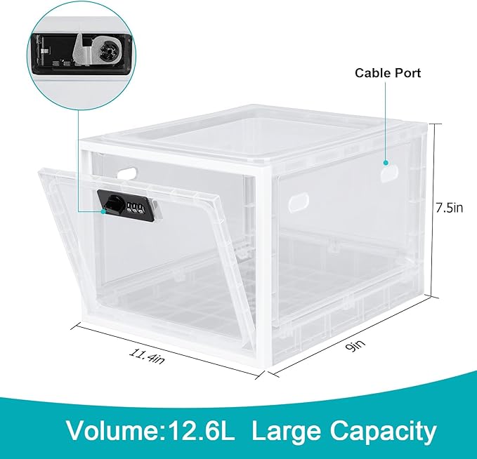 Lalifebuss Combination Lock Boxes for Personal Items, Lockable Storage Box for Office Locker/School/Medicine/Snacks/Phone Jail/Electronic/Home (2 Pack/Black)