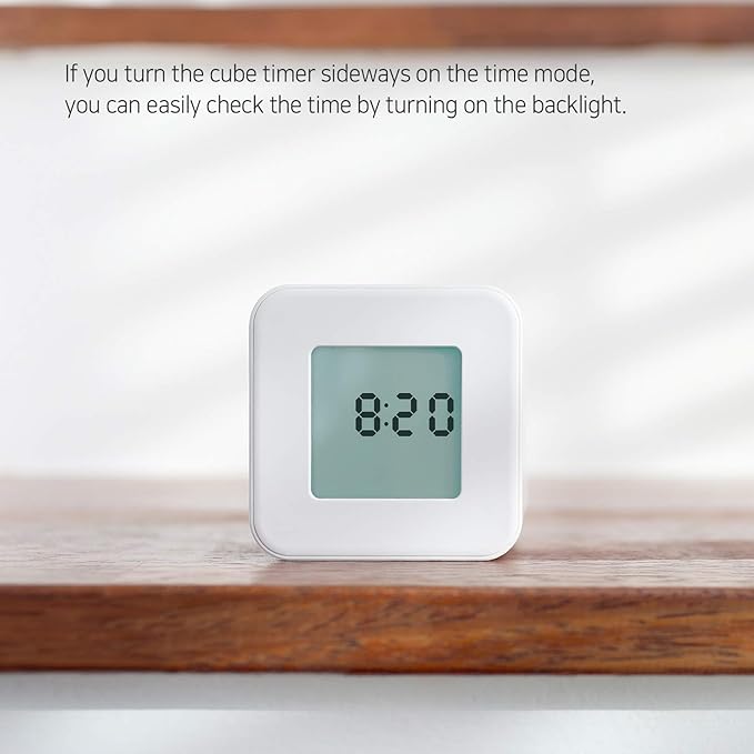 mooas Multi Clock Time Cube Timer (White), Alarm & Backlight Desk Productivity for ADHD Kids Classroom Study, Kitchen, Cooking, Desk, Office, Time Management 5,15,30,60 min Timer Various Setting