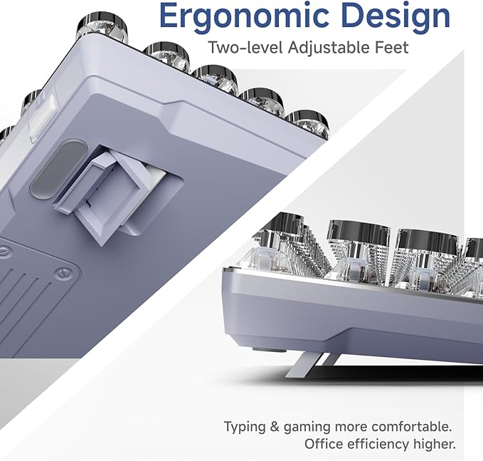 EWEADN Typewriter Keyboard Wireless Mechanical Keyboard, 104 Keys Gradient Color Typewriter Keyboards with White Backlit, Anti-Ghosting, Blue Switch Bluetooth/2.4GHz/Wired Keyboards-Blue