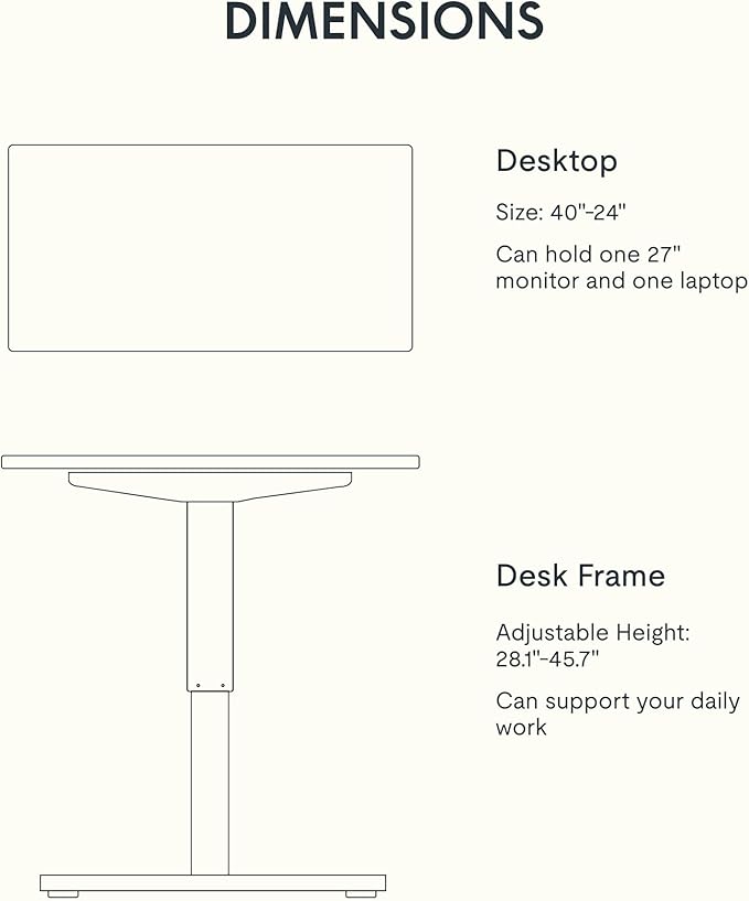 FLEXISPOT EN1 Electric Standing Desk, Sit Stand Desk Home Office Workstation, 42x24, Walnut Desktop + White Frame