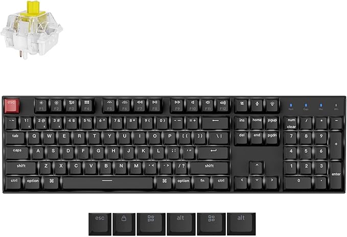 Keychron K10 Full Size Layout White LED Backlit Hot-Swappable Mechanical Keyboard for Mac Windows, 104-Key Bluetooth Wireless/USB Wired Computer Keyboard with Keychron Super Banana Switch(Version 2)