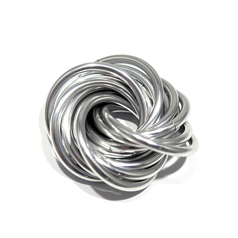 Möbii Fidget Ball (Solid Color): Quiet Mobius ADHD Anxiety Stim Stress Relief Toy Tool for Home Travel Office or Desk (Medium, Half, SilverStar)