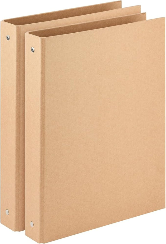 Widen Spine Natural Recycled Kraft 3 Ring Binder A4 Binder Organizer 2 Pack, 1.78" Spine, Durable 1.2" Round Ring Fits A4 & Letter Size Paper,Hardcover Organizer Planner Holds 325 Sheets Capacity