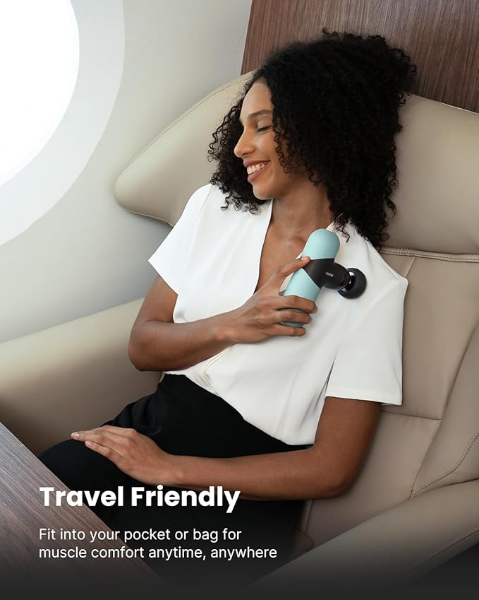 RENPHO Mini Thermal Massage Gun with Heat, Portable Deep Tissue Percussion Massager, Color Silicone Sleeves Travel Size with Carry Case, Mint