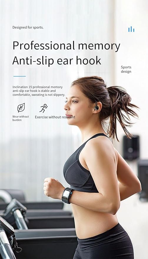 Ear Buds Wireless Bluetooth Earbuds Sports Earhooks Headphones,ENC Noise-Canceling Stereo High Fidelity Sound and Long Battery Life,Mics Clear Call,IPX6 Waterproof Headset,Ergonomic for Gym/Running