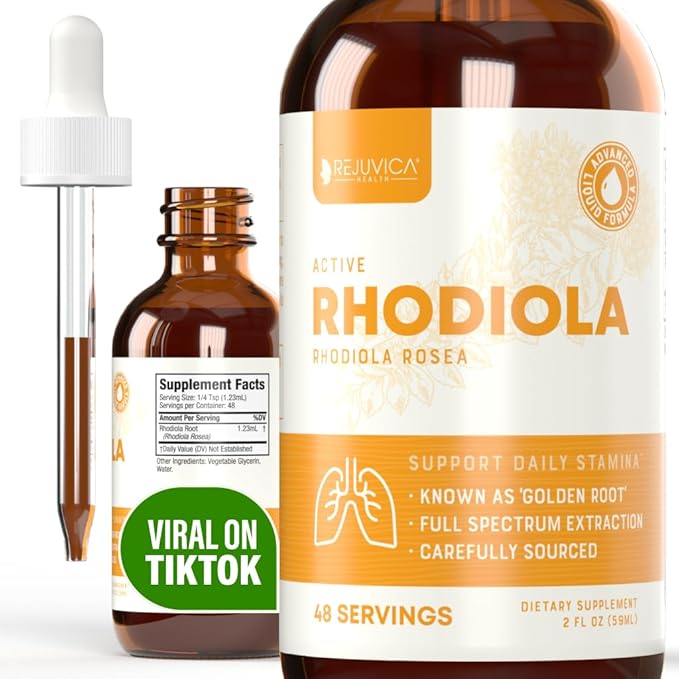 Rejuvica Health Active Rhodiola - Rhodiola Root Extract with Natural Occuring Rosavins, Liquid Delivery for Better Absorption - Supports Energy Levels and Stress Relief