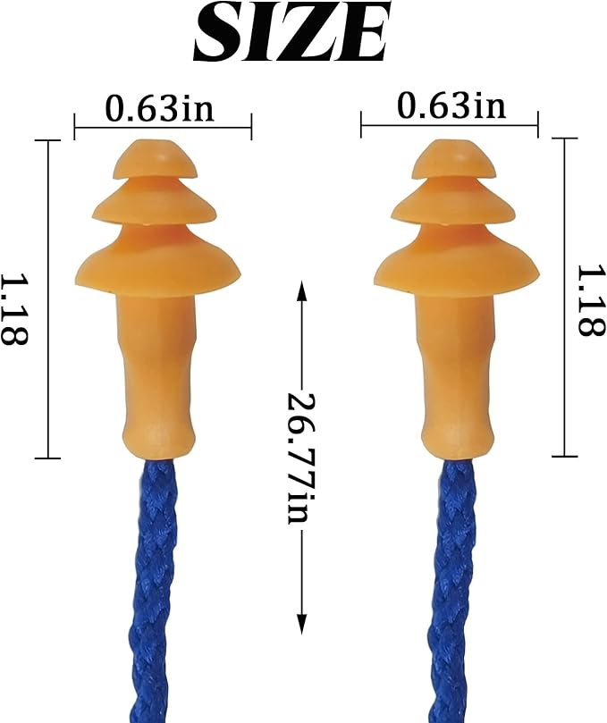 GXXMEI 100 Pairs Corded Ear Plugs Reusable Silicone Earplugs with String Banded Ear Plug Sleep Noise Cancelling for Hearing Protection