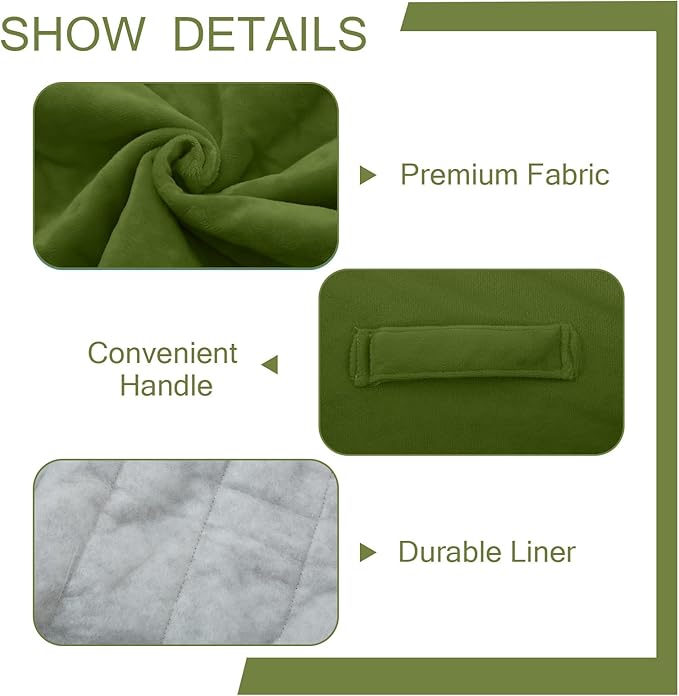 MeMoreCool Square Stuffed Pouf Ottoman Foot Rest, Floor Pouf Foot Stool with Foam Chunk Filling, Soft Stuffed Ottoman Footrest for Living Room, Green