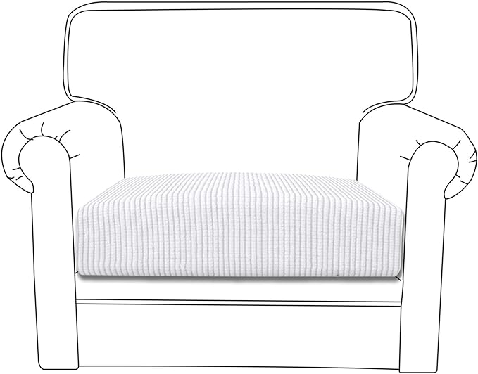 Easy-Going Stretch Chair Cushion Cover Sofa Cushion Furniture Protector Sofa Seat Sofa Slipcover Sofa Cover Soft Flexibility with Elastic Bottom(Chair Cushion, Snow White)