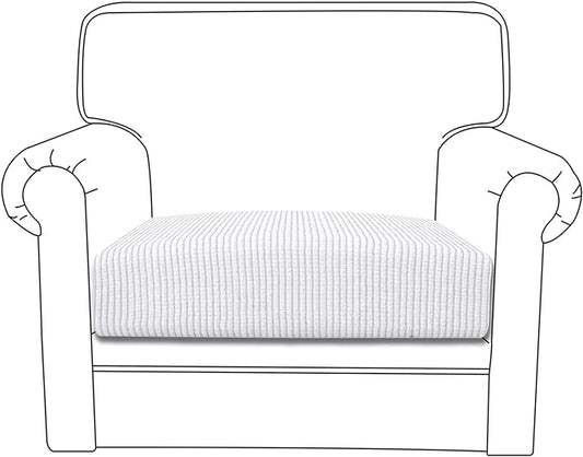 Easy-Going Stretch Chair Cushion Cover Sofa Cushion Furniture Protector Sofa Seat Sofa Slipcover Sofa Cover Soft Flexibility with Elastic Bottom(Chair Cushion, Snow White)
