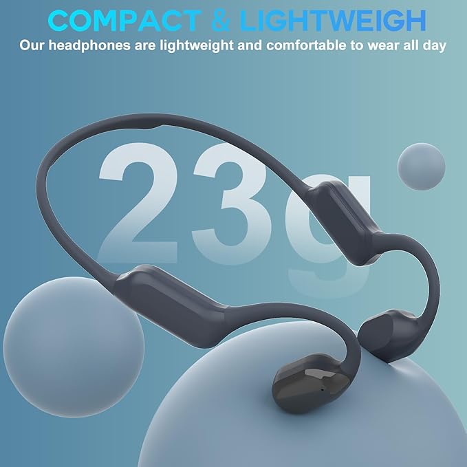 Swimming Headphone Open-Ear Bone Conduction-IP68 Waterproof Swim Earbuds with Bluetooth 5.4 Sport Headset with Safelight, 32G MP3 Memory Underwater Headphones, Running, Cycling