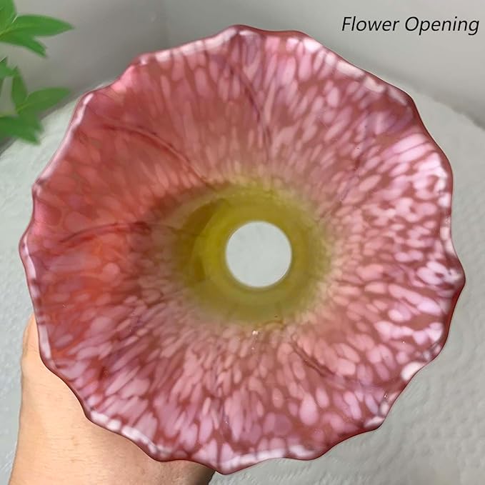 Bieye LS16 Lily Flower Blown Glass Lampshade (Yellow Light Red, Opening I.D. 1.26" x O.D. 1.5")