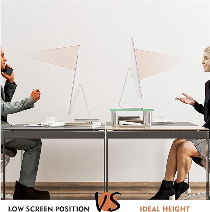 Hemudu Clear Computer Monitor Stand Riser with Height Adjustable Multi Media Desktop Stand for Flat Screen LCD LED, Laptop/Notebook/Xbox One,HD01T-002