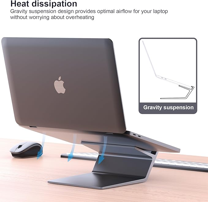 Laptop Stand, Aluminum Notebook Holder Riser Heat-Vent for MacBook Air/Pro, Dell, HP, Lenovo, Microsoft Surface, Samsung 11-16 inches Notebook