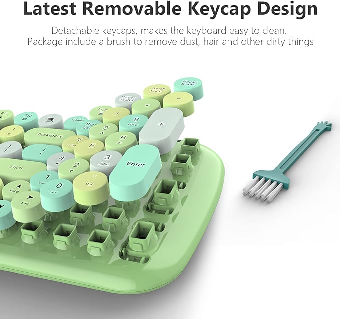 MOFii Wireless Keyboard and Mouse, Ergonomic Full Size Typewriter Keyboard and Mouse Combo for Mac, Windows 7/8/10, Laptop, Desktop, PC, Computer (Green Colorful)