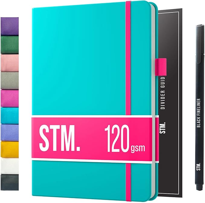 Bullet Dotted Journal Dot Grid Notebook | A5 Daily Journaling Notebooks for Personal Writing, Work, Women | 120gsm Thick Paper, Hard cover, Lay Flat Binding | 5x7 Journals Cuaderno Libretas de apuntes