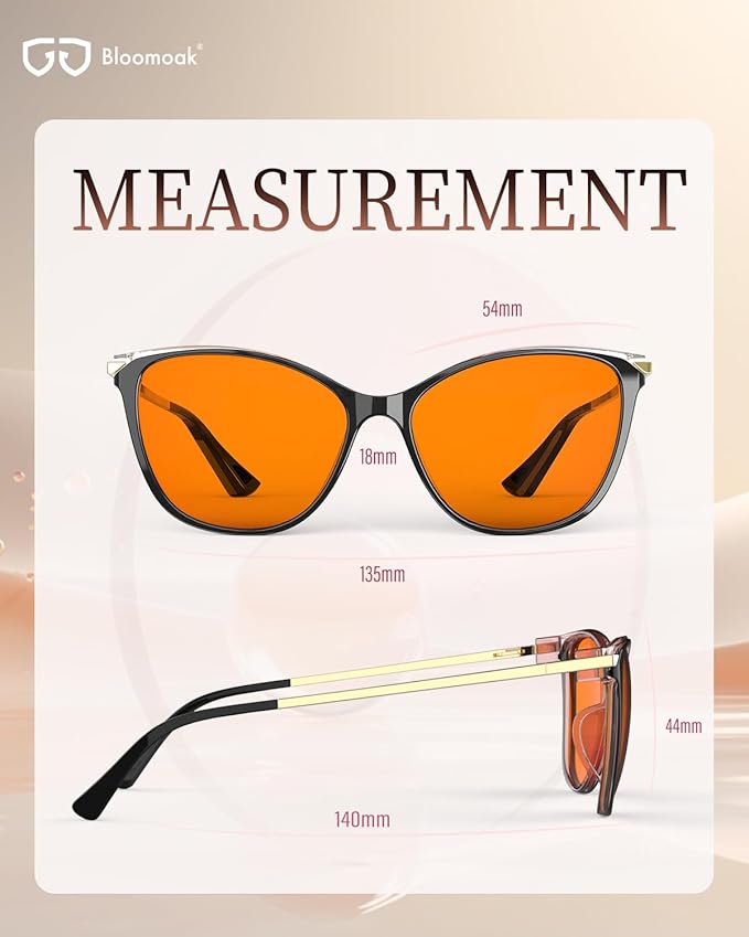 Bloomoak Cat-Eye Blue-Light Glasses | 99% Filter Amber Lens |Oversized frames Make you Look Younger| Sleep & Gaming