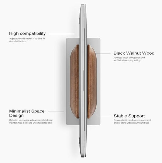 UPERGO Vertical Laptop Stand for Desk, Laptop Holder to Dock MacBook, MacBook Pro and Other Laptops, Black Walnut Wood