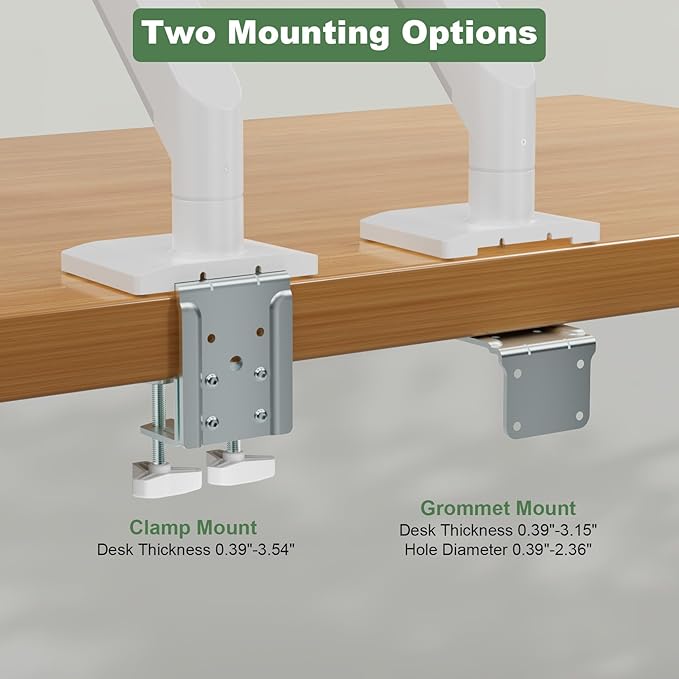 White Monitor Arm for 17”-57” Screens up to 55lbs, Premium Aluminum Ultrawide Monitor Mount for Samsung 49” Odyssey G9 and LG, VESA 75/100mm