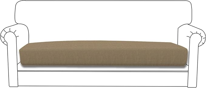 Easy-Going Stretch Cushion Cover Sofa Cushion Furniture Protector Sofa Seat Sofa slipcover Sofa Cover Soft Flexibility with Elastic Bottom(Oversized Sofa Cushion,Tan)