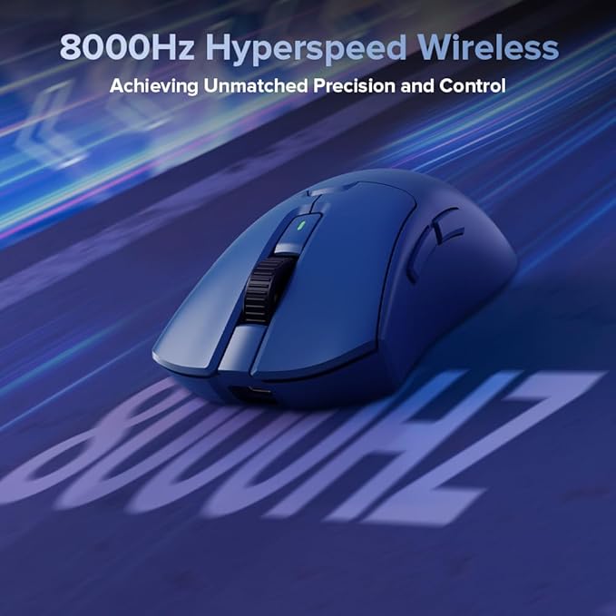 DeLUX M900PRO Wireless Gaming Mouse, 8000Hz Polling Rate, RGB Charging Dock, 63g Ergonomic Design, PAW3395 Sensor with 26000DPI, Programmable Buttons (Blue)