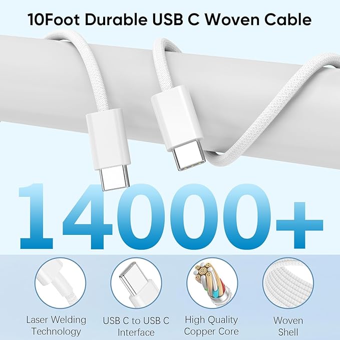 for iPhone 17 16 Charger, 2Pack 50W Fast USB C Charger Block Cubes Multiport USB C Plug,10FT USBC to USBC Cable for iPhone 17/17 Pro/17 Pro Max/17 Air/16Pro Max/16/15 Plus/15 Series, iPad Pro/Air/Mini