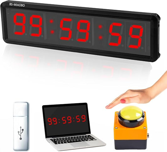 Independent Button Type 1.5-inch Fitness Room Rest Timer, Suitable for Gym Exercise/School/Home Exercise/Boxing Gym/Indoor Rock Climbing (1.8-inch Data PC Transmission Mode)