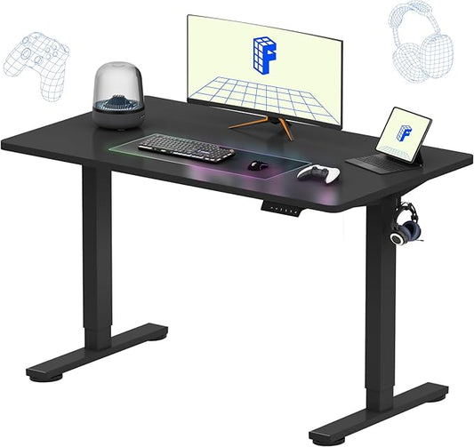 FLEXISPOT EN1 One Piece Standing Desk 48 x 24 Inches Electric Stand Up Desk for Home Office (Black Frame + Black Top)