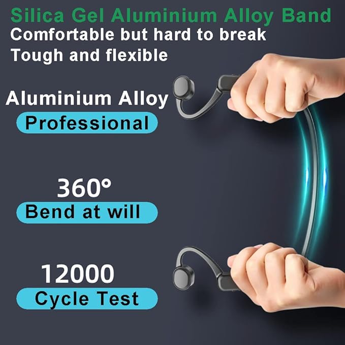 AYI True Bone Conduction Swimming Headphones with Bluetooth 5.4 & MP3 Player Mode 32GB Built-in Memory IPX8 Waterproof Screen Display Pain-Free Open-Ear Earphone for Sport and Work-Light Gray