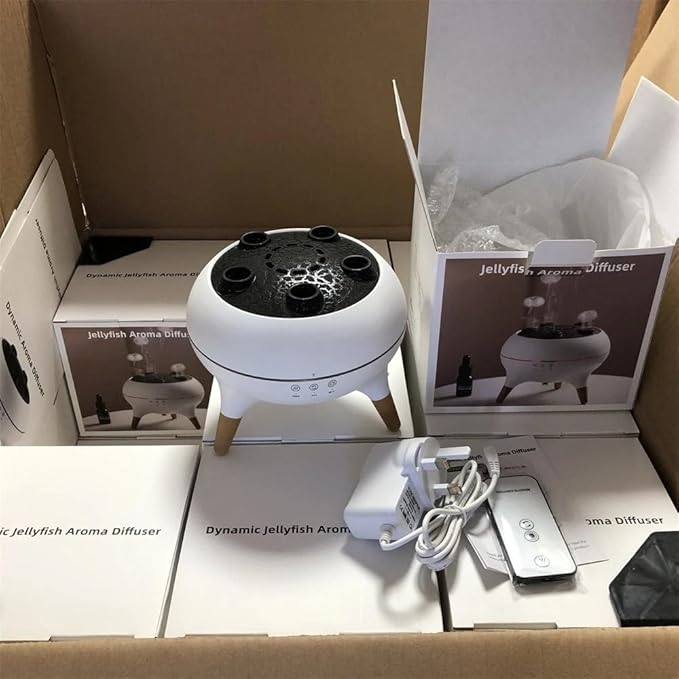 Jellyfish Essential Oil Diffuser – Aromatherapy Fire Pit Cool Mist Humidifier with LED Flame Effect, Ultrasonic Quiet Diffuser for Home, Bedroom, Office, Yoga & Spa