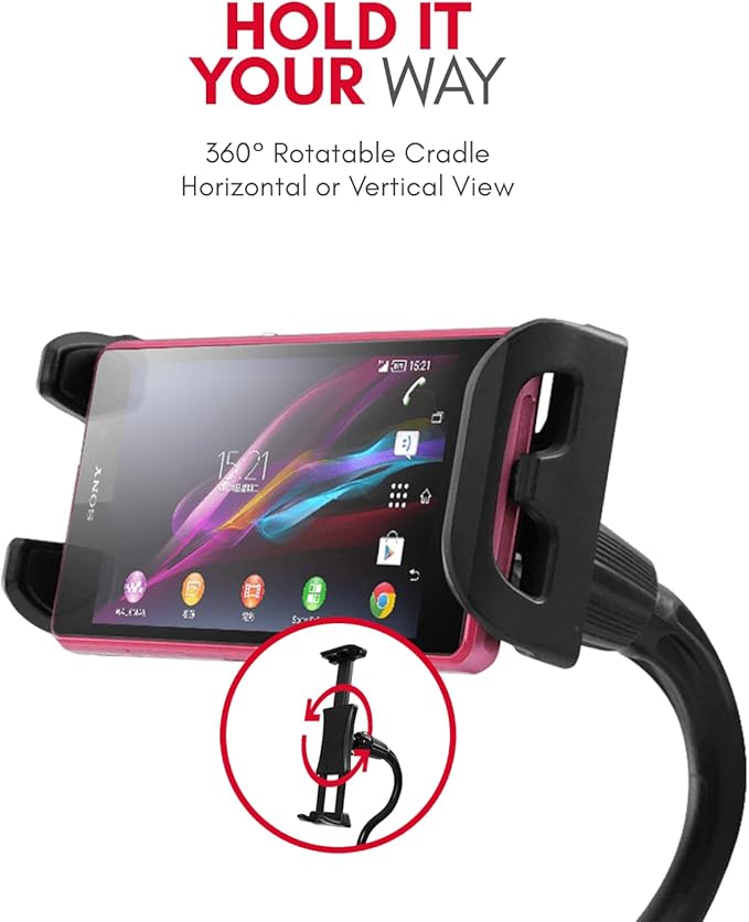 Macally Adjustable Gooseneck Tablet Holder & Phone Clip - Works with Phones & Tablets up to 8” - Flexible Phone Holder & Tablet Mount with Clip On Clamp for Desks up to 1.75” Thick (CLIPMOUNT),Black