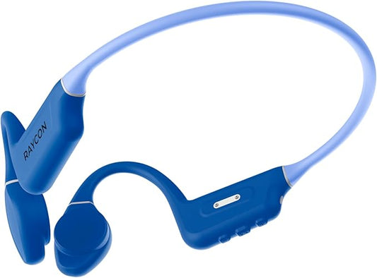 Raycon Bone Conduction Headphones, Open-Ear Bluetooth Sports Earbuds with Mic, IP68 Water Resistant Headset for Workout and Running, 13hr Playtime (Blue)