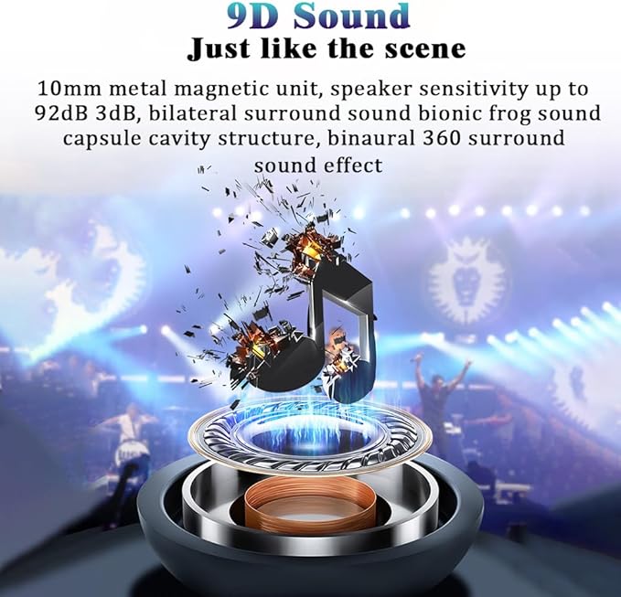 Neckband Bluetooth Headphones 9D Surround Sound HiFi Stereo Neck Hanging Noise Reduction in-Ear Wireless Earbuds 8 H Music Time IPX6 Waterproof Ultra-Lightweight Comfort for Sports/Office