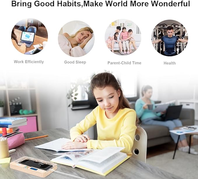 ySky Portable Timed Phone Lock Box for iPhone and Android Phones, Self-Control Timer Phone Locker Box to Help Kids,Students, Adults Focus Back,Prevent Mobile Phone Addiction(Woodgrain)