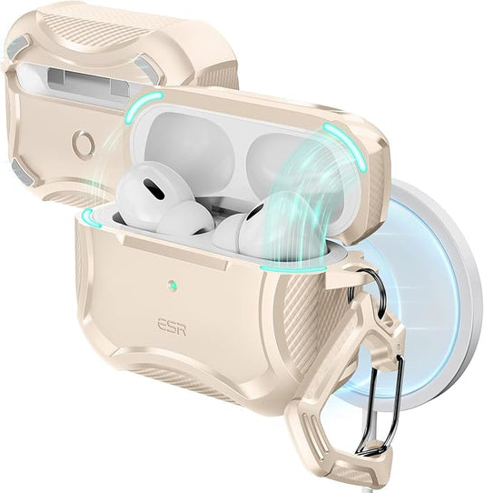 ESR for AirPods Pro 2nd Generation Case, Compatible with Airpods Pro Case 2nd/1st Gen (2023/2022/2019), Compatible with MagSafe, Powerful Drop Protection, Magnetic Lid, Desert Titanium