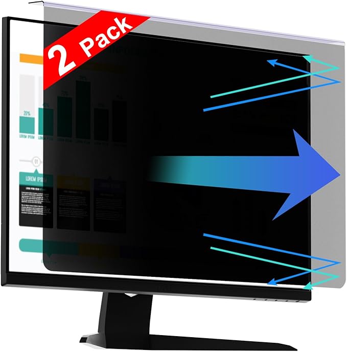 RedANGEL 【2 Pack】 22 Inch Privacy Screen Protector (Compatible with 20", 20.2", 21.5", 21.6") for 16:9/16:10 Widescreen Monitors-Blue Light Blocking,Hanging Design, Anti-Scratch for Desktop Computers