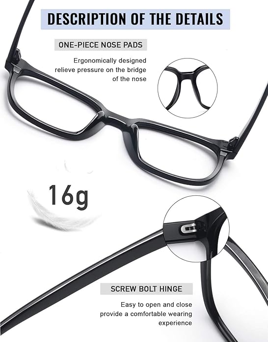 PANNER Oversized Square Blue Light Blocking Glasses for Women Men Anti Glare Reduce Eyestrain Computer Glasses