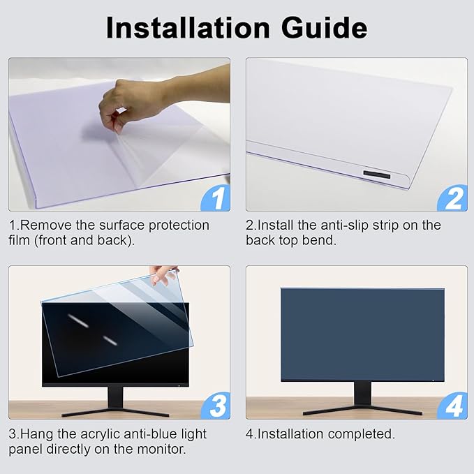 31.5-32 Inch Blue Light Filter for Computer Monitor, TV Computer Screen Blue Light Blocker Panel (28.5''x17.1''), Eye Protection Anti-Scratch HD Not Anti-Glare