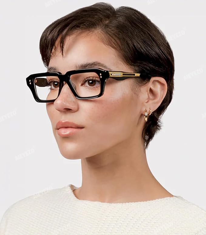 AIEYEZO Fashion Square Blue Light Glasses for Men Women Retro Thick Frame Blue Light Blocking Computer Glasses