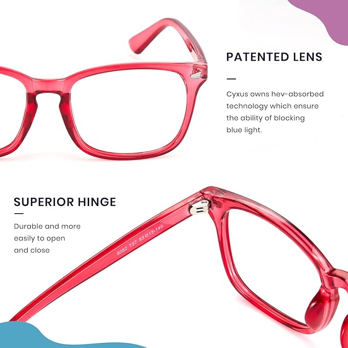Cyxus Blue Light Glasses for Men Women Reduce Eye Strain UV Blocking for Computer Screen 8082