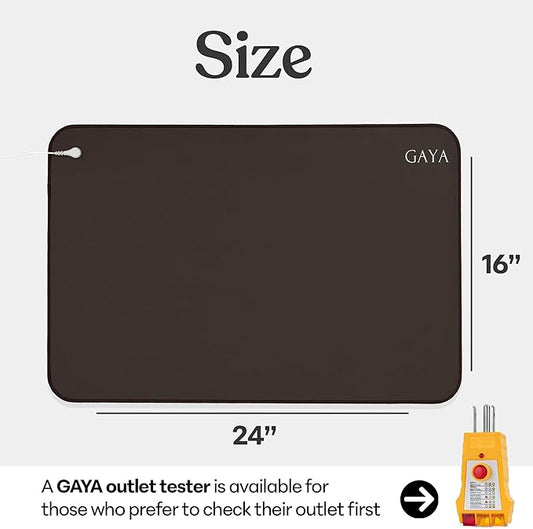 GAYA Grounding Mat for Feet, Sleep Improvement, Back Pain Relief, Muscle Relaxation & Stress, Earthing Pads for Bed, Ground for Desk, Earth Mats, Bedding Pad (24''X16'')