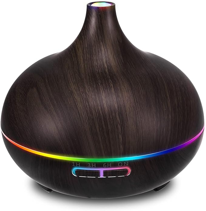 550ML Black Aroma diffusers for Essential Oils, Large Office Essential Oils Aromatherapy Diffuser with Ambient Light & 3 Timer, waterless auto Off Cool Mist humidifier Vaporizers for Bedroom Kids