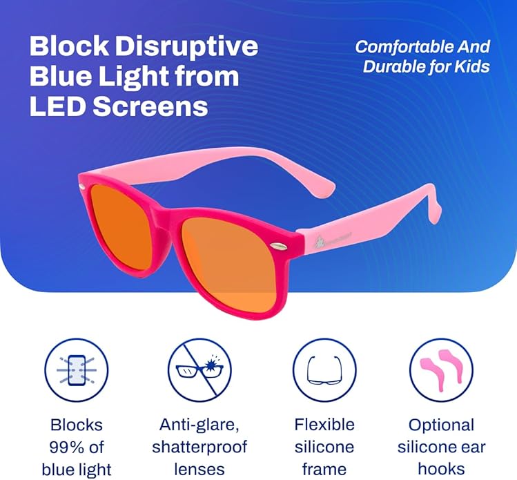 DefenderShield Kids Blue Light Blocking Glasses for Computer, Mobile, Video Games, Gaming