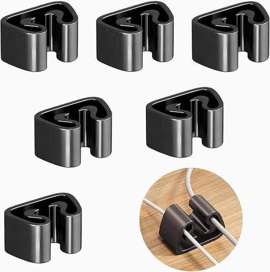Cord Organizer, 6 Pcs Cable Clips, Cable Smooth Adjustable, Organise Mobile Phone Charging Cables, Suitable for Organising Bedside Cabinets, Walls, Desks, Cars (2-Hole)