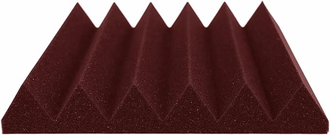 Foam Factory Inc 24 Pack Color Acoustic Foam Panel Studio Soundproofing Wedge Wall Tiles 12” X 12” X 2” (Burgundy)