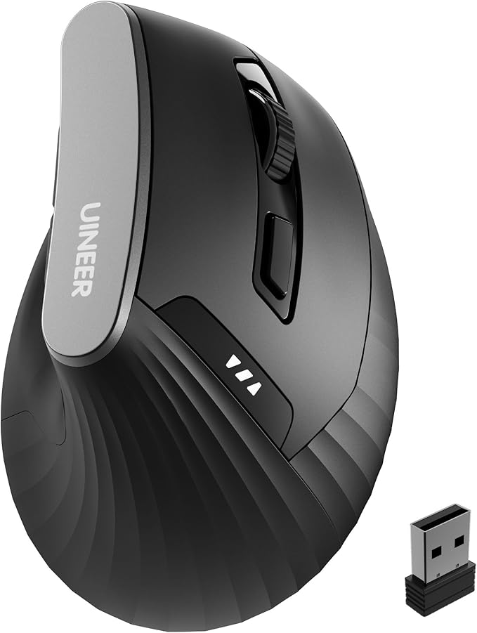 Ergonomic Wireless Mouse,Vertical Mouse,4 Level DPI,2.4GHz USB Receiver,Ergonomic Design for Comfort and Reduced Wrist Strain Ideal for Computer, Laptop, PC and Desktop (Black)